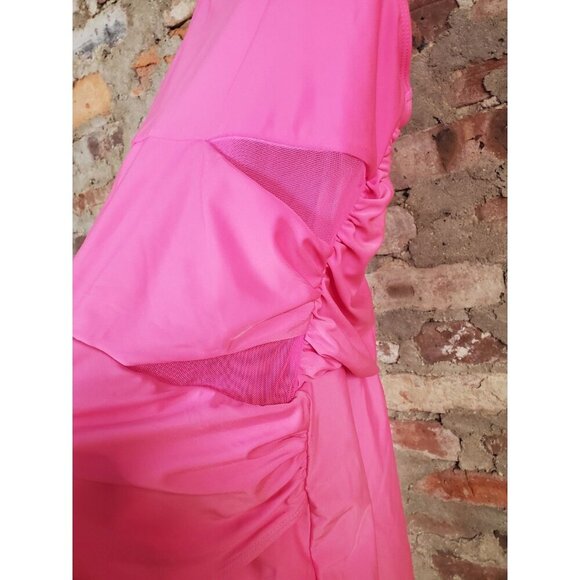 Womens Bayhing Suit Sz L One Piece Neon Pink Skirt m - Picture 2 of 5